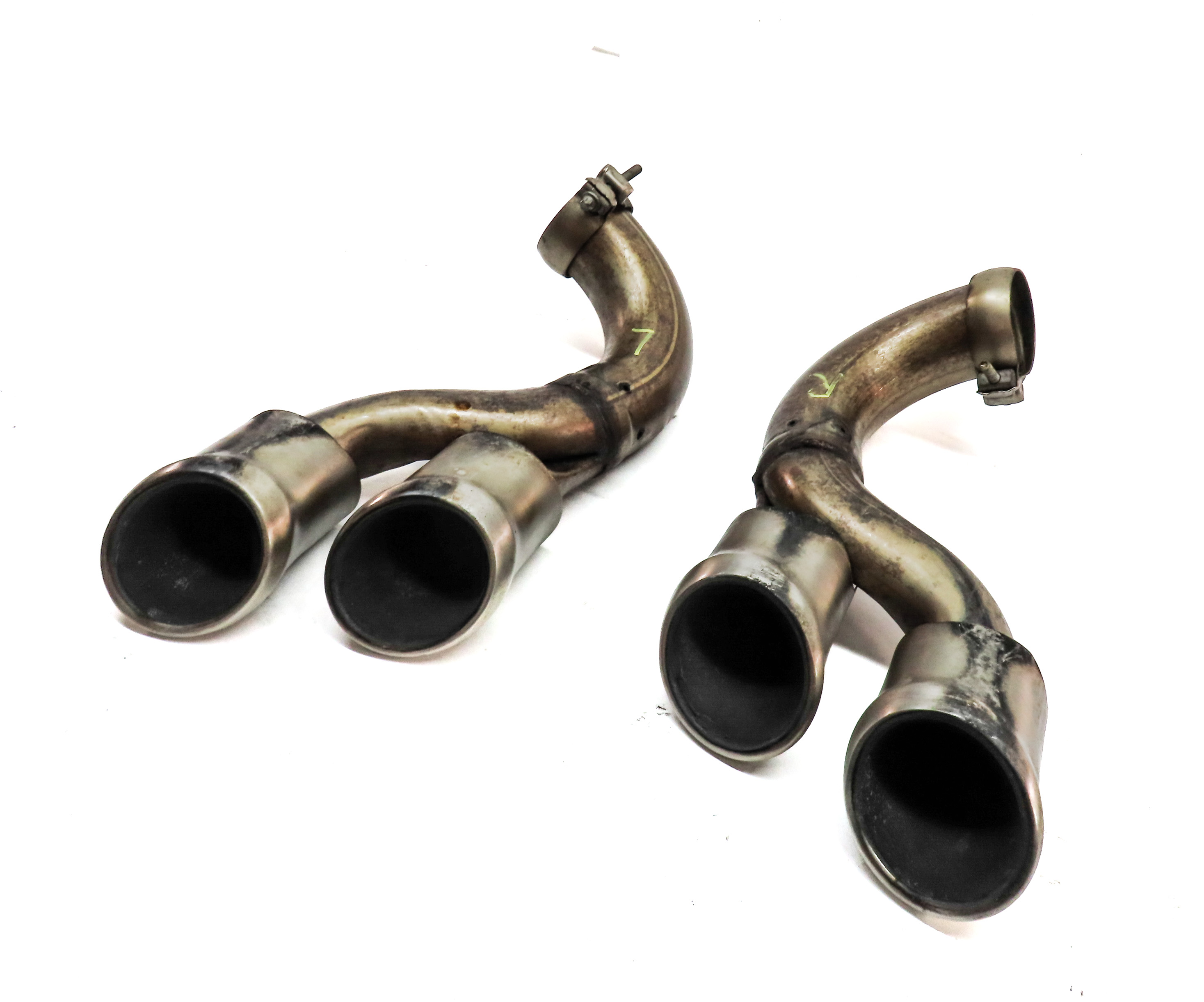 08-10 PORSCHE CAYENNE 957 REAR MUFFLER EXHAUST HOSE PIPE TIP SET/2 — exact item pictured